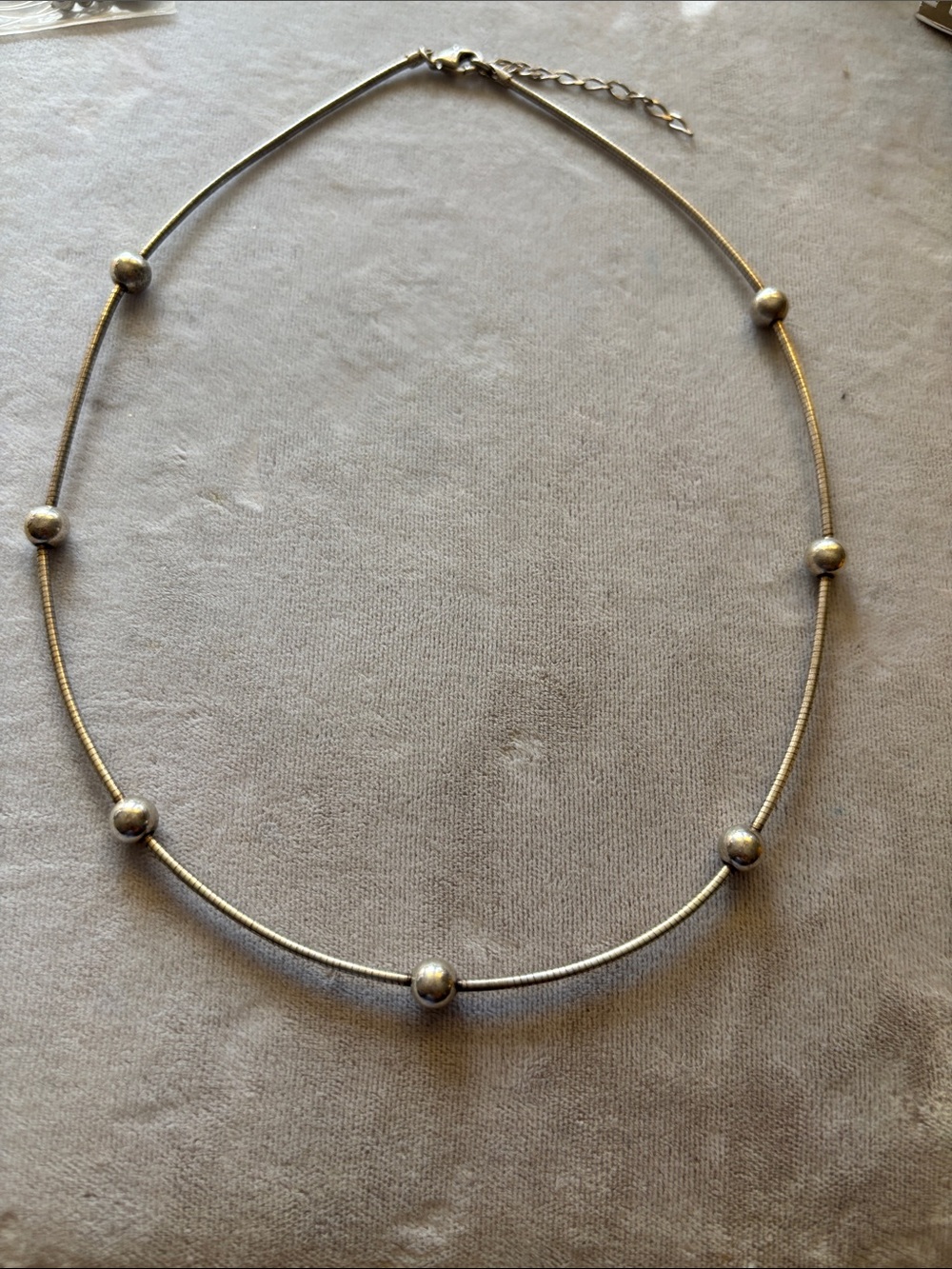 Classic Silver Bead Station Necklace - Timeless Minimalist